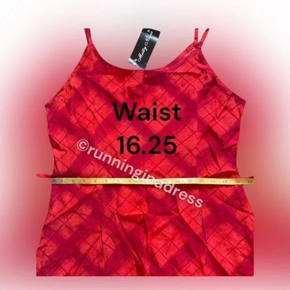 VTG Matty Nique Red Tartan Plaid Maxi Slip Dress NWT 90s Y2K DeadStock XL 8/10 - Picture 14 of 16